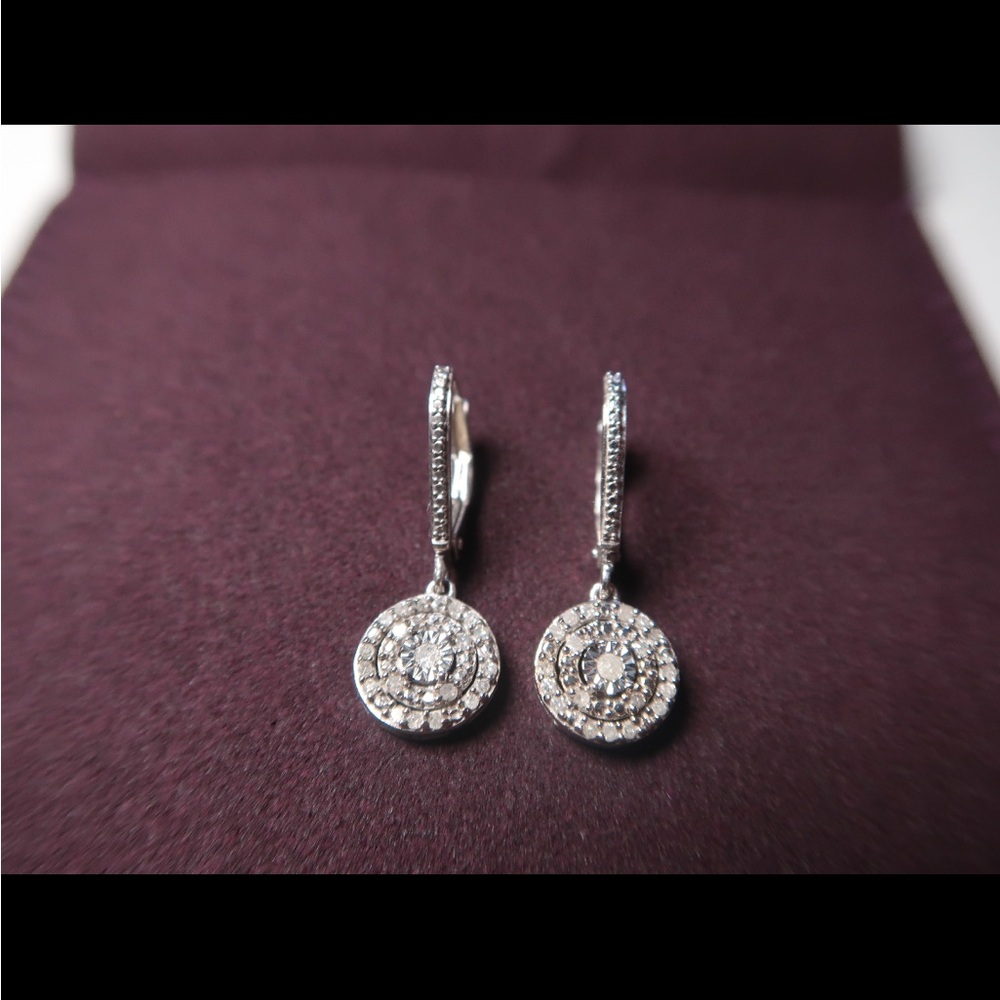 Diamond Circle Leverback Drop Earrings (1/4 ct. tw) in Sterling Silver
